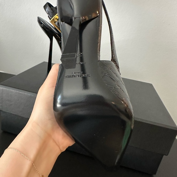 Yves Saint Laurent Black and Gold Slingback Heels SOLD OUT - Picture 3 of 4
